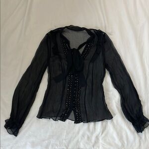 Black Sheer Bedazzled Women's Top